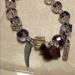 Clear glass iridescent beads & faith based Charms